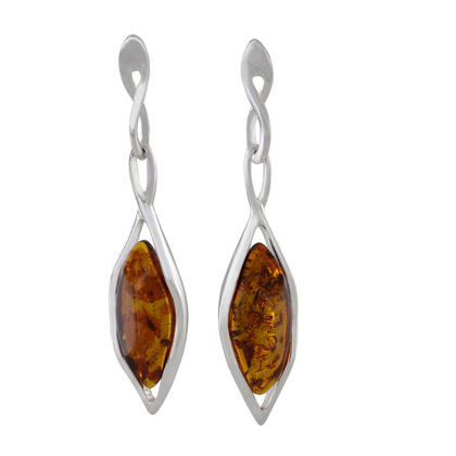 Sterling Silver and Baltic Honey Amber Earrings "Neveah"