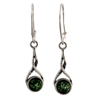 Sterling Silver and Baltic Green Amber Earrings "Chiara"