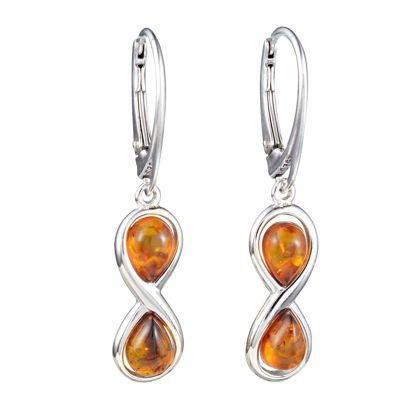 Sterling Silver and Baltic Honey Amber Earrings "Infinity"