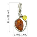 Sterling Silver and Baltic Amber Pendant "Pola"