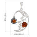Sterling Silver and Baltic Honey Amber Pendant "Crescent Moon"
