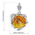 GIA Certified Sterling Silver and Baltic Amber Pendant "Rose"
