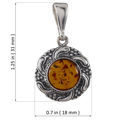 Sterling Silver and Baltic Honey Amber Round Pendant
