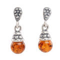 Sterling Silver and Baltic Honey Amber Dangling Earrings "Iris"