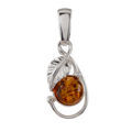 Sterling Silver and Baltic Honey Amber Leaf Pendant