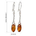 Amber Jewelry - Sterling Silver Baltic Honey Amber Kidney Hook Earrings "Catena"