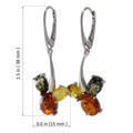 Sterling Silver and Baltic Multicolored Amber Dangling Earrings "Kayla"