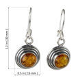 Amber Jewelry - Sterling Silver and Baltic Honey Round Amber Dangling Earrings