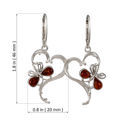 Sterling Silver and Baltic Honey Amber French Leverback Butterfly Heart Earrings