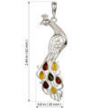 Sterling Silver and Baltic  Multicolored Amber Peacock Pendant