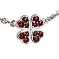 Bohemian Garnet Four Leaf Clover Necklace