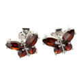 Bohemian Garnet Sterling Silver Butterflies Earrings