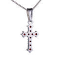 Bohemian Garnet Sterling Silver Small Cross Pendant