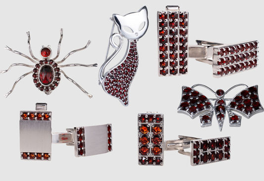 Garnet Cufflinks and Brooches