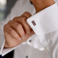Bohemian Garnet Sterling Silver Rectangle Cufflinks