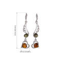 Sterling Silver and Baltic Multicolored Amber Dangling Earrings "Loving Hearts"