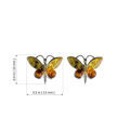 Sterling Silver and Baltic Multicolored Amber Earrings "Butterfly"