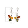 Sterling Silver and Baltic Multicolored Amber Earrings "Clover"