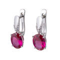 Sterling Silver Lab Created Ruby and Cubic Zirconia English Lock Earrings