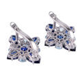 Sterling Silver Sky Blue Topaz and Lab Created Sapphire English Lock Earrings
