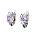 Sterling Silver Amethyst and Sky Blue Topaz English Lock Earrings