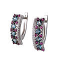Sterling Silver Blue Topaz and Lab Created Ruby English Lock Earrings