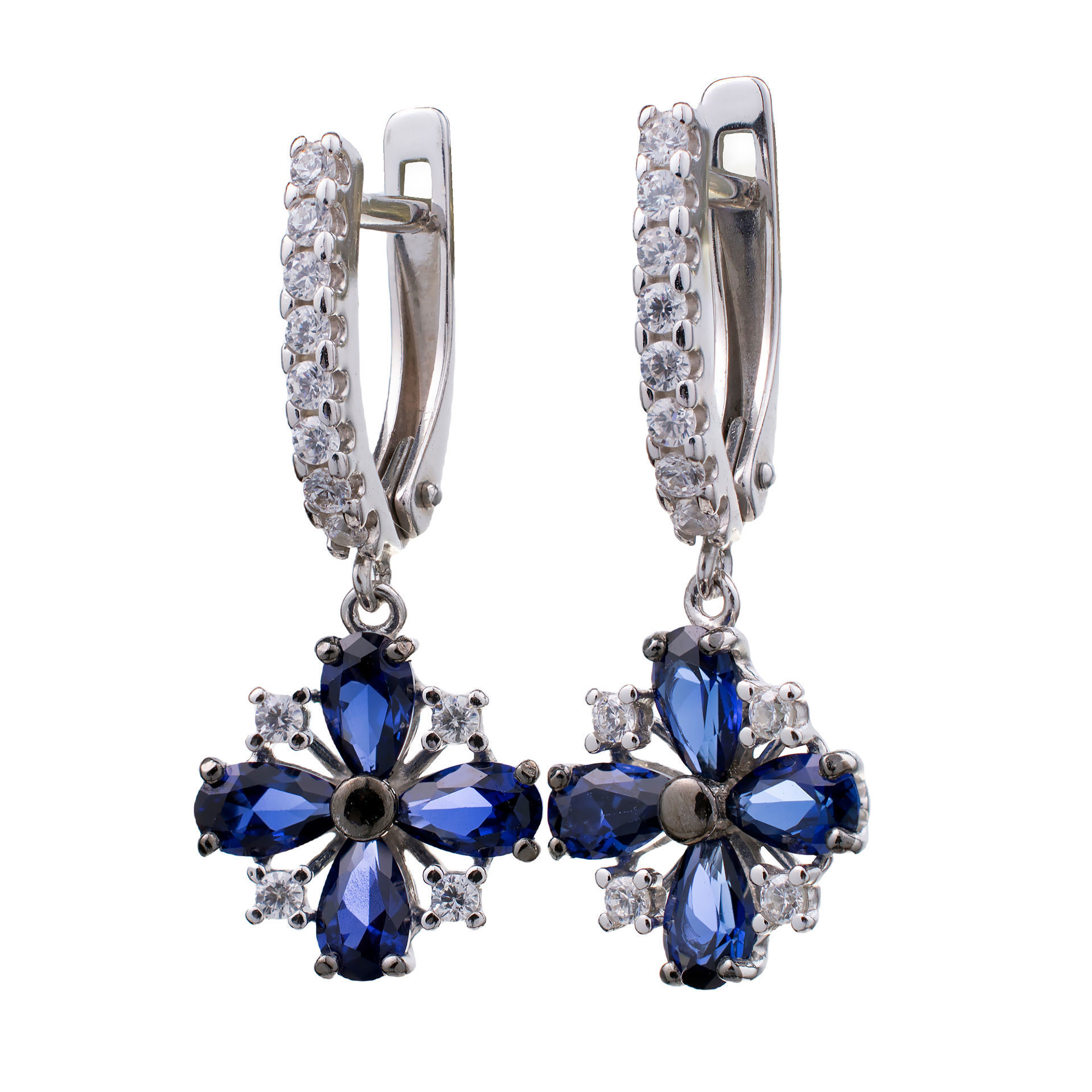 Sterling Silver Lab Created Sapphire and Cubic Zirconia ...