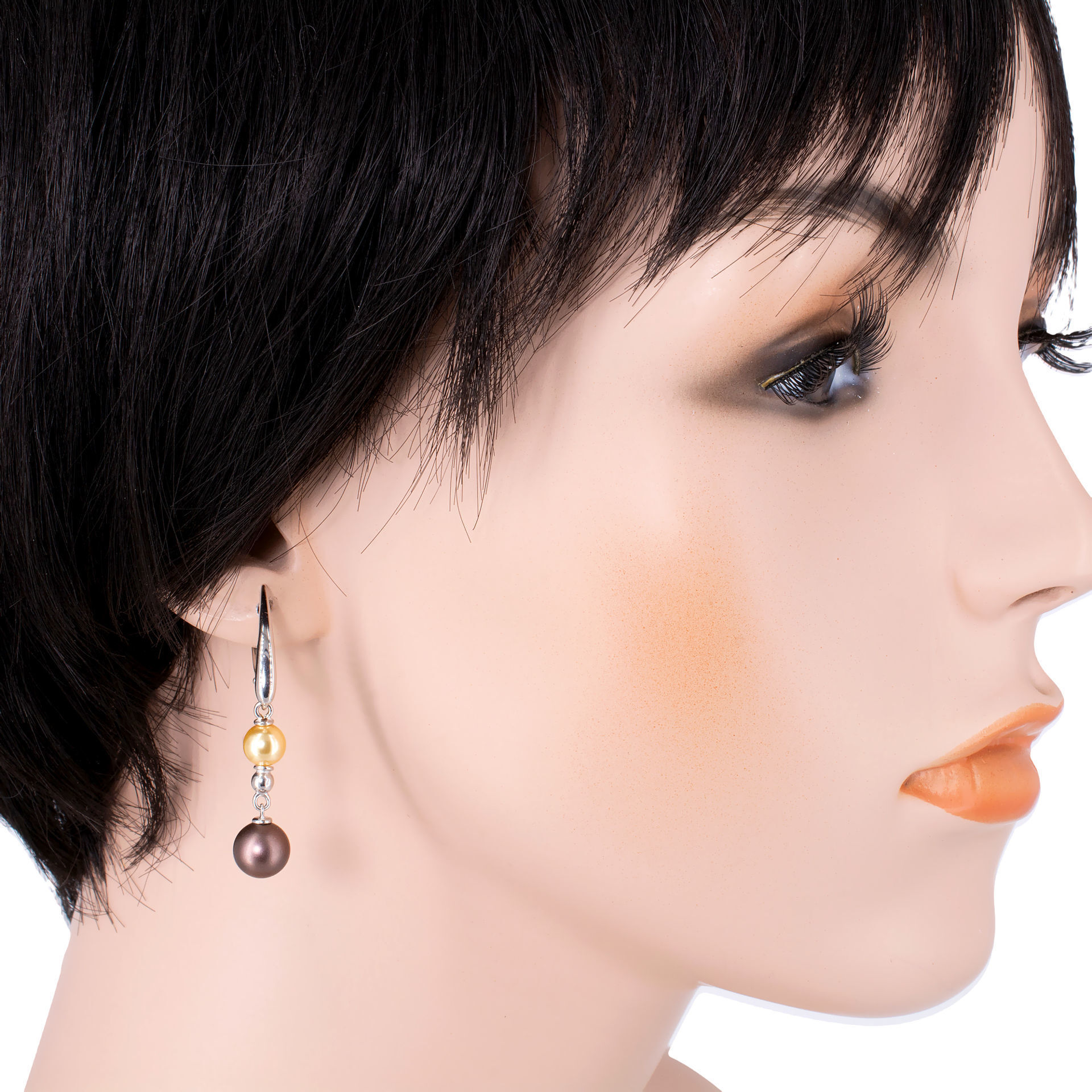 Sterling Silver Crystal Pearls Dangle English Lock EarringsAmber Jewelry Baltic Amber