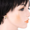 Sterling Silver Cubic Zirconia and 6x4 mm Citrine English Lock Canary Earrings