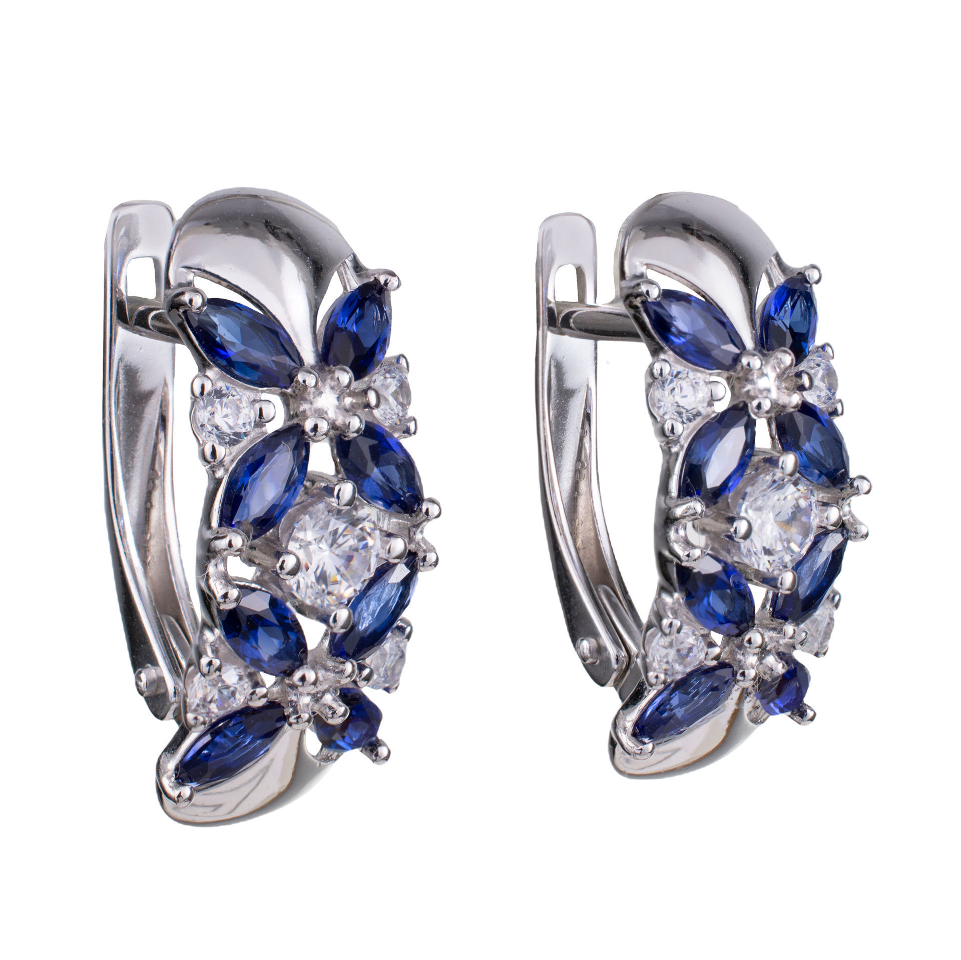 925 Sterling Silver huggie earrings with lab created sapphire and /or CZ 