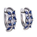 Sterling Silver Lab Created Sapphire Cubic Zirconia English Lock Earrings