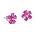 Sterling Silver Lab Created Ruby Screw Back Carnation Earrings