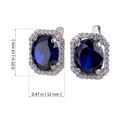 Sterling Silver Lab Created Sapphire And Cubic Zirconia English Lock Earrings