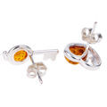 Sterling Silver and Baltic  Amber Heart and Key Earrings