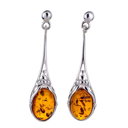Sterling Silver and Baltic Honey Amber Earrings "Maggie"