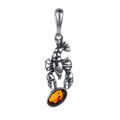 Sterling Silver and Baltic Amber Cancer Zodiac Sign Pendant