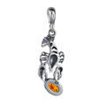 Sterling Silver and Baltic Amber Cancer Zodiac Sign Pendant