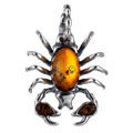 Sterling Silver and Baltic Amber Scorpion Pendant