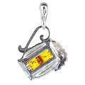 Sterling Silver and Baltic Amber Beer Pint Pendant