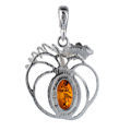 Sterling Silver and Baltic Amber Pumpkin Pendant