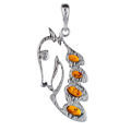 Sterling Silver and Baltic Amber Horse Pendant