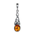 Sterling Silver and Baltic Honey Amber Celtic Knots Pendant