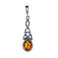 Sterling Silver and Baltic Honey Amber Celtic Knots Pendant
