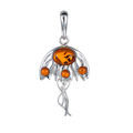 Sterling Silver and Baltic Honey Amber Jelly Fish Pendant