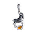 Sterling Silver and Baltic Amber Aries Zodiac Sign Pendant