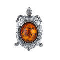 Sterling Silver and Baltic Amber Turtle Pendant