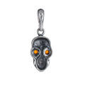 Sterling Silver and Baltic Amber Skull Pendant