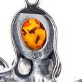 Sterling Silver and Baltic Amber Octopus Pendant Necklace