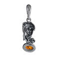 Sterling Silver and Baltic Amber Virgo Zodiac Sign Pendant