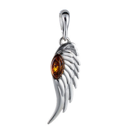 Sterling Silver and Baltic Amber Angel Wing Pendant
